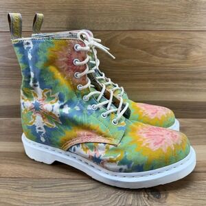 Dr Martens Page Tie Dye Boots Womens 11 Vegan Combat Lace Up Multi